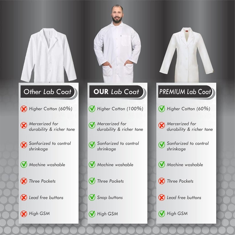 DR Instruments unisex-adult Knee Length Long Lab Coat for Medical Srudents, Doctors and Pharmacy Staff - Image 5